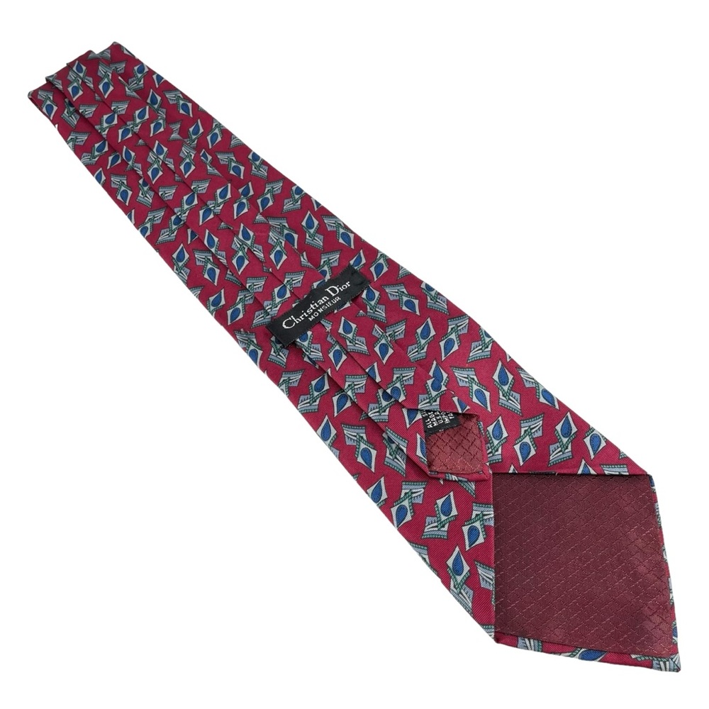 Christian Dior Monsieur | Necktie 58.5” 100% Silk Red Patterned‎ Tie Made in USA - Picture 5 of 7